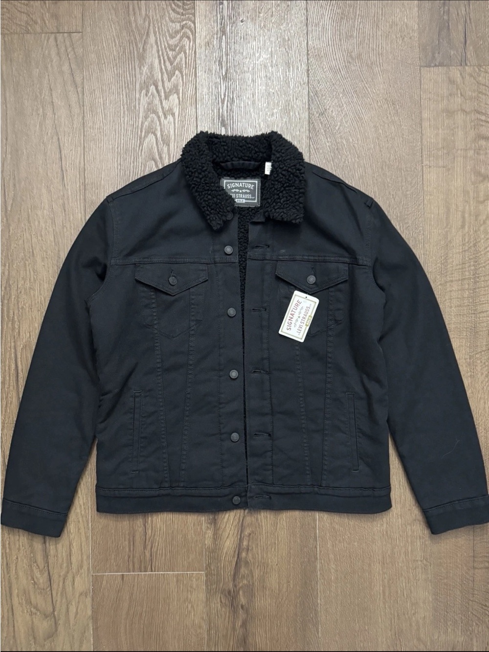 Signature by Levi Strauss Black Sherpa Collar Bomber Jacket